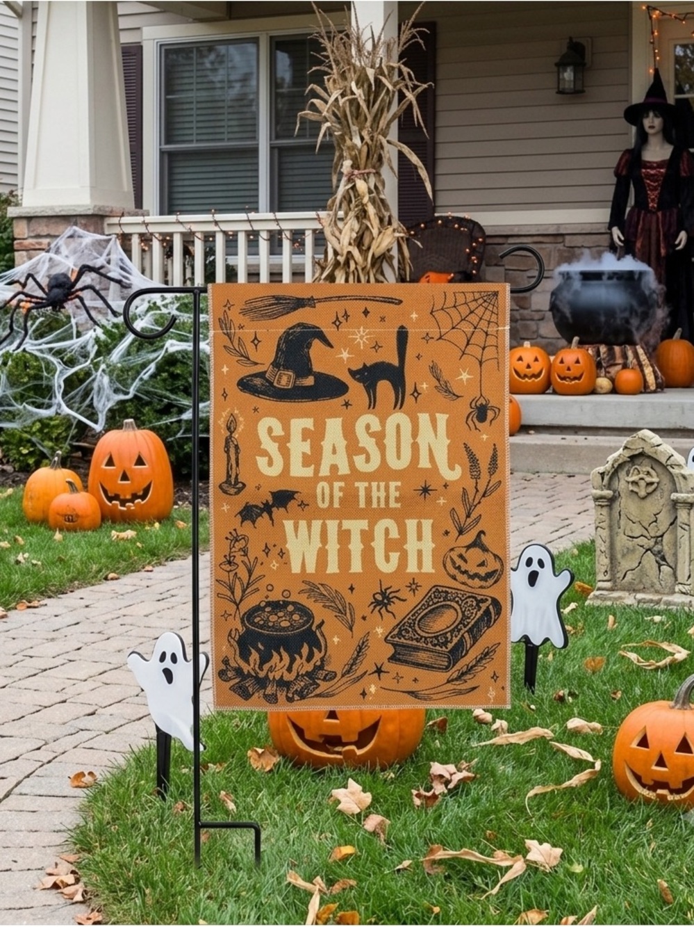 Season of the Witch Halloween Garden Flag